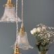 Vintage triple tulip pendant light in chiseled glass and holophane