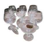 10 glasses of bohemian crystal cognac