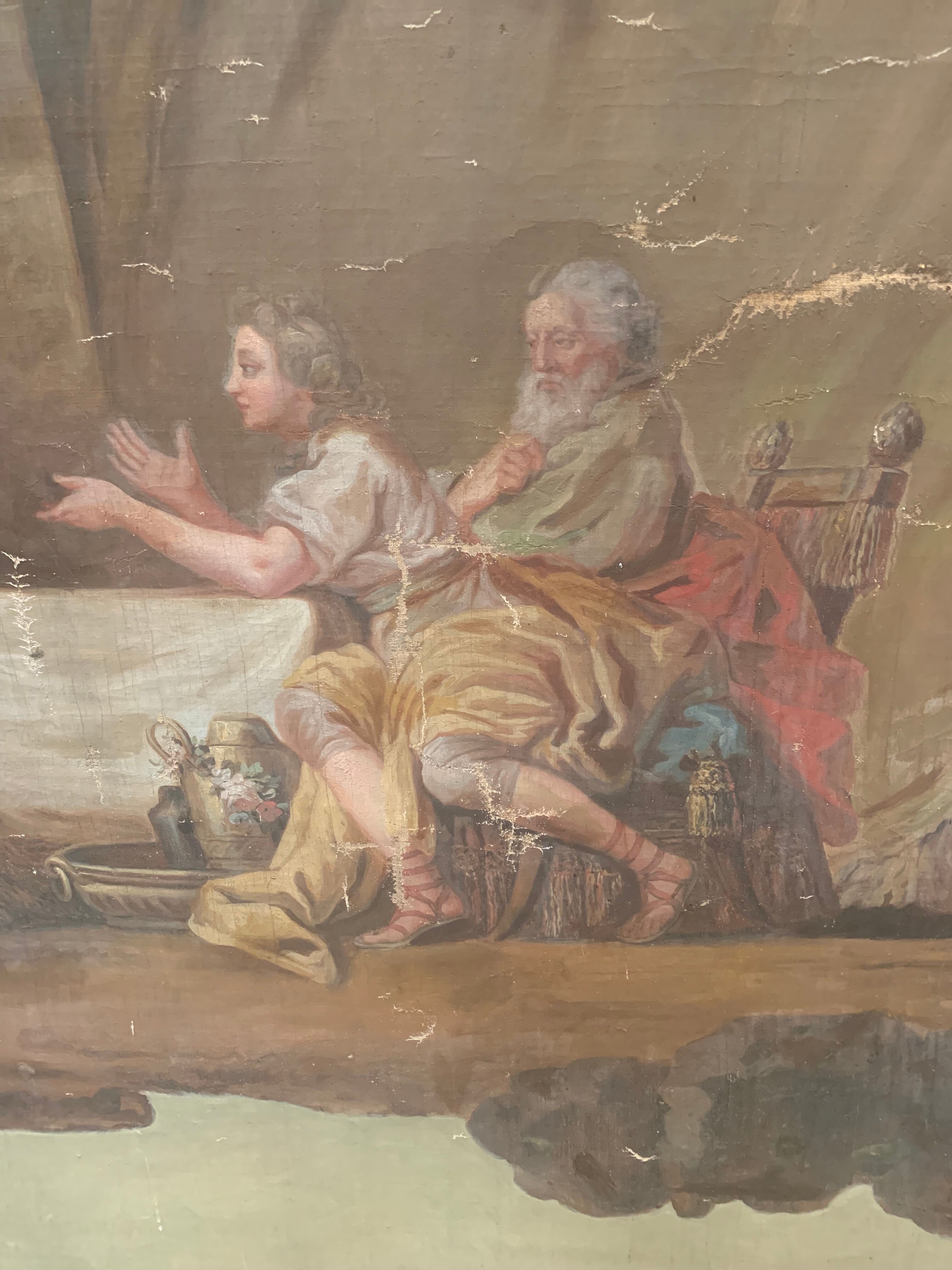 Painting on canvas has decoration of a scene in the Antique Decorative panel nineteenth century