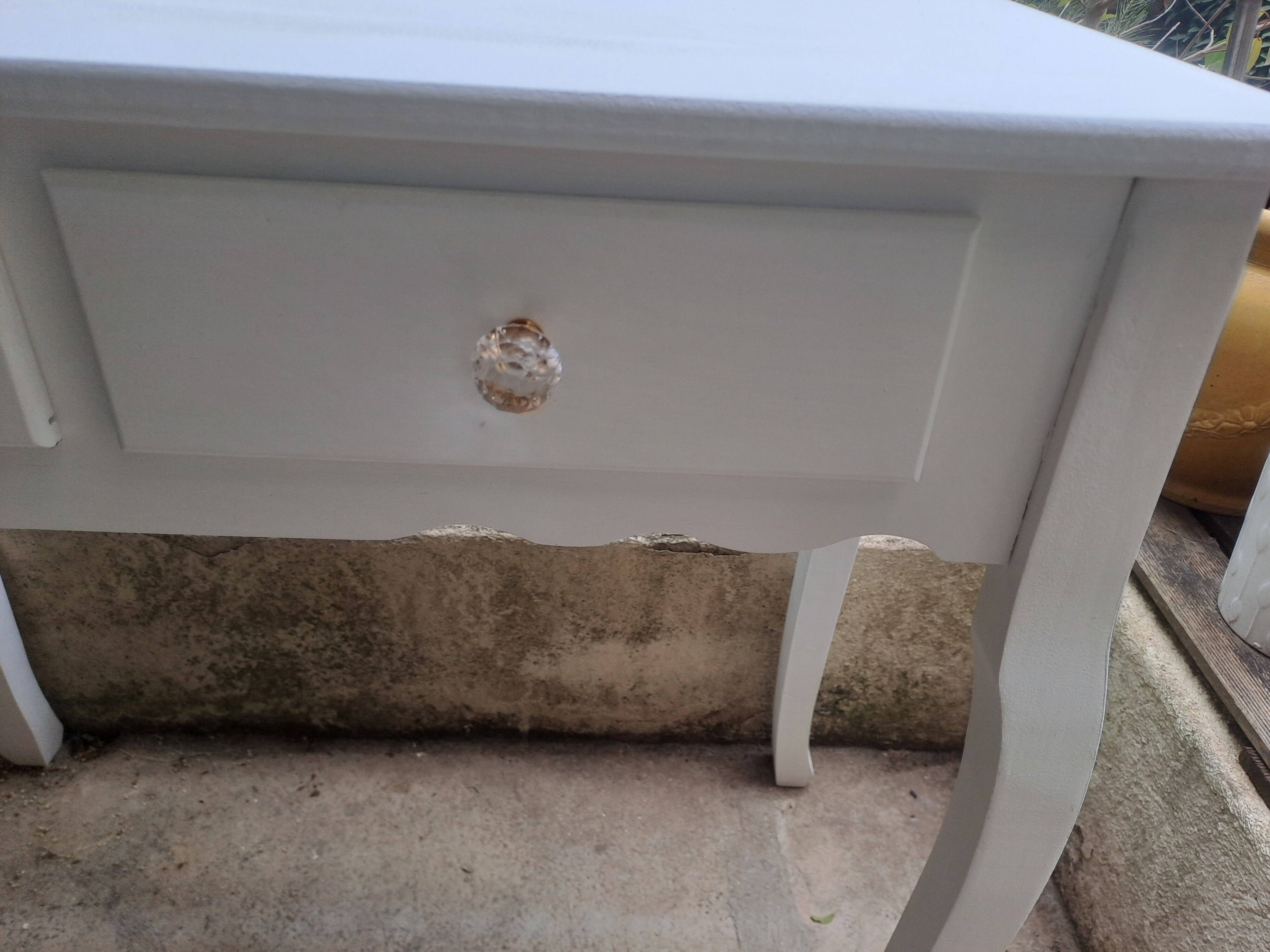 Dressing table console in white painted wood France 2000 / vintage retro classic bedroom decoration