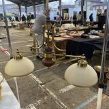 Vintage chandelier in wood and brass