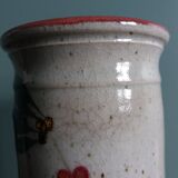 Signed scroll vase with poppy dragonfly decor