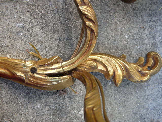 Two pairs of bronze wall lamps