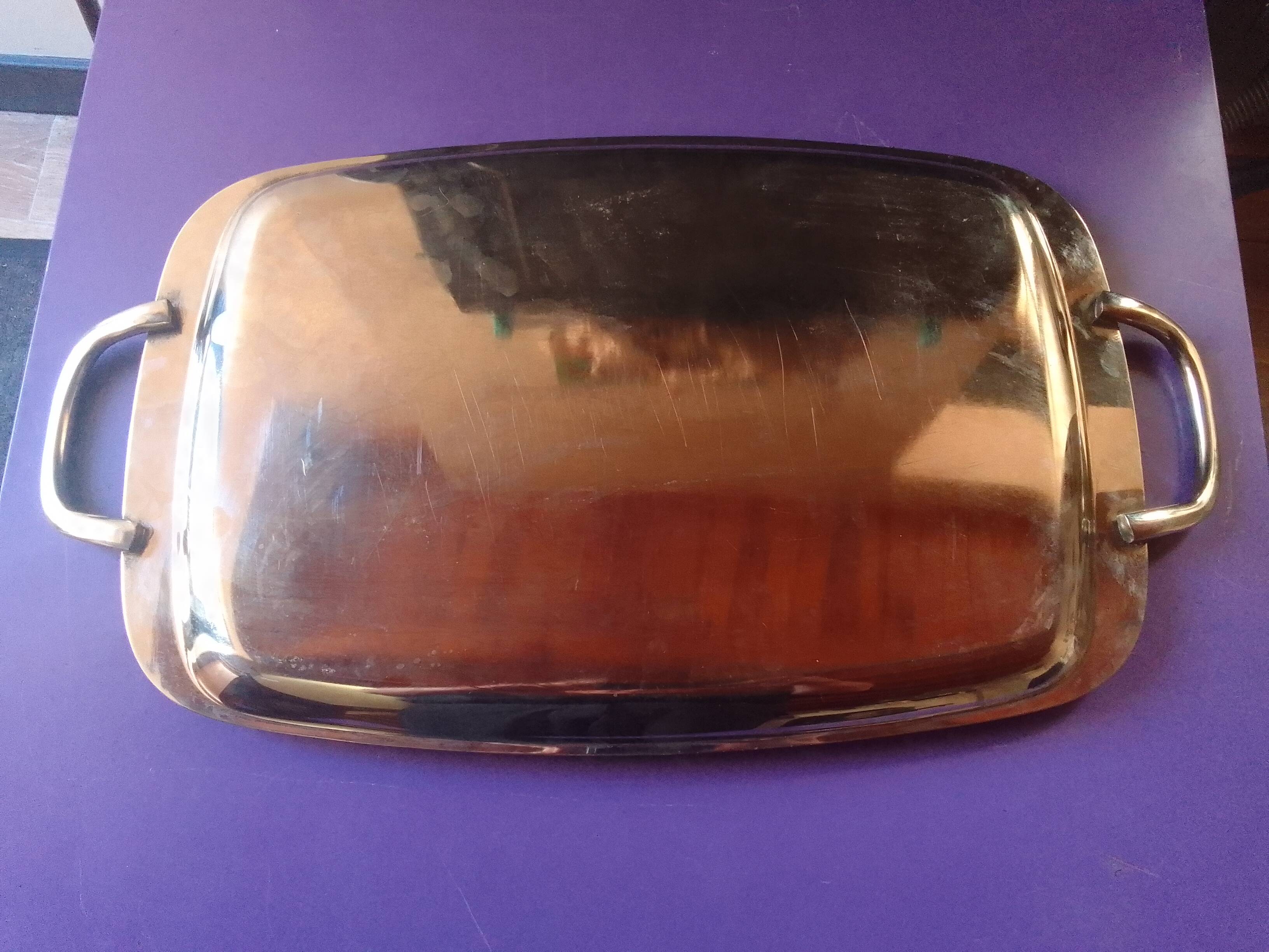 Rectangular art deco silver metal tray