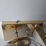 Applique murale tchèque en laiton et verre du milieu du siècle, par Kamenický Šenov, années 1970