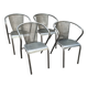 set of 4 graphite metal armchairs