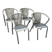 série de 4 fauteuils en métal graphite