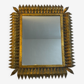 Rectangular sun mirror in wrought iron italian manufacture 50's