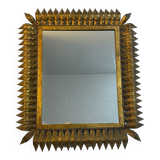 Miroir soleil rectangulaire en fer forgé fabrication italienne 50’s