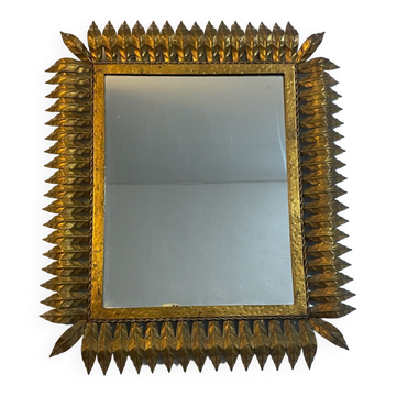 Miroir soleil rectangulaire en fer forgé fabrication italienne 50’s