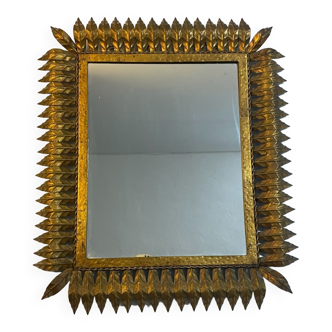 Rectangular sun mirror in wrought iron italian manufacture 50's
