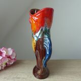Vintage Vallauris Style Colorful Ceramic Fish Shaped Pitcher