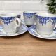 Set of 3 tea cups and their earthenware cups