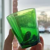 5 translucent green glasses
