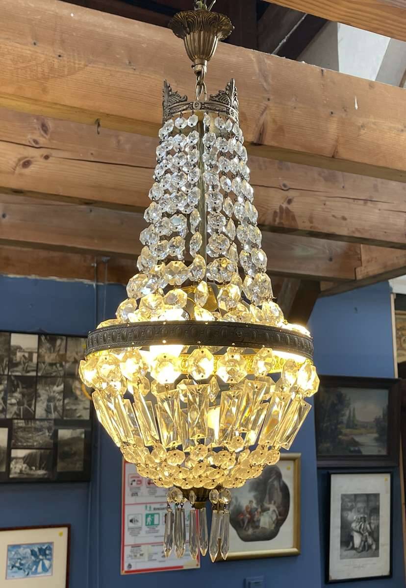 Balloon chandelier with pendants, early 20th century