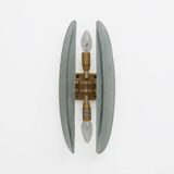 Pair of Mid-century Modern Aqua Green Murano Glass Sconc