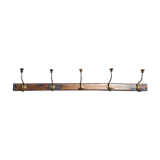 Wall coat rack in patinated wood