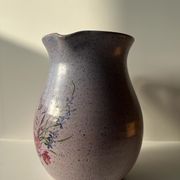 Vintage purple carafe with field flower patterns H:20cm