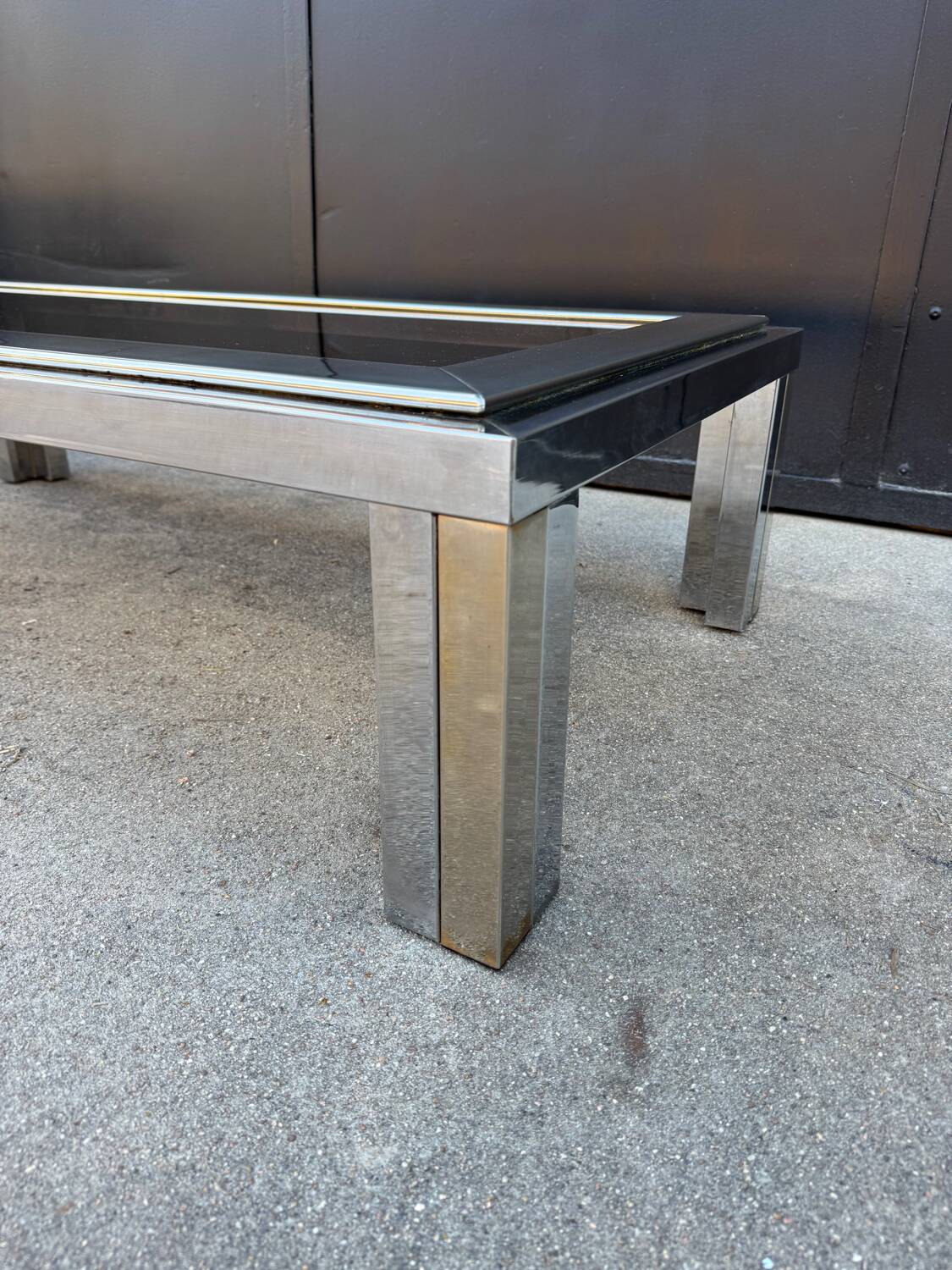 1970s smoked glass chrome coffee table