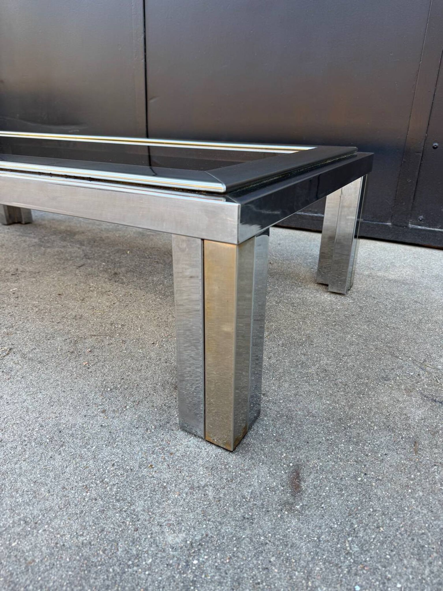 1970s smoked glass chrome coffee table