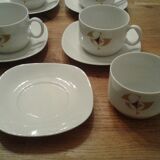 Set consisting of 7 cups and 7 sub cups. Porcelain. Vintage