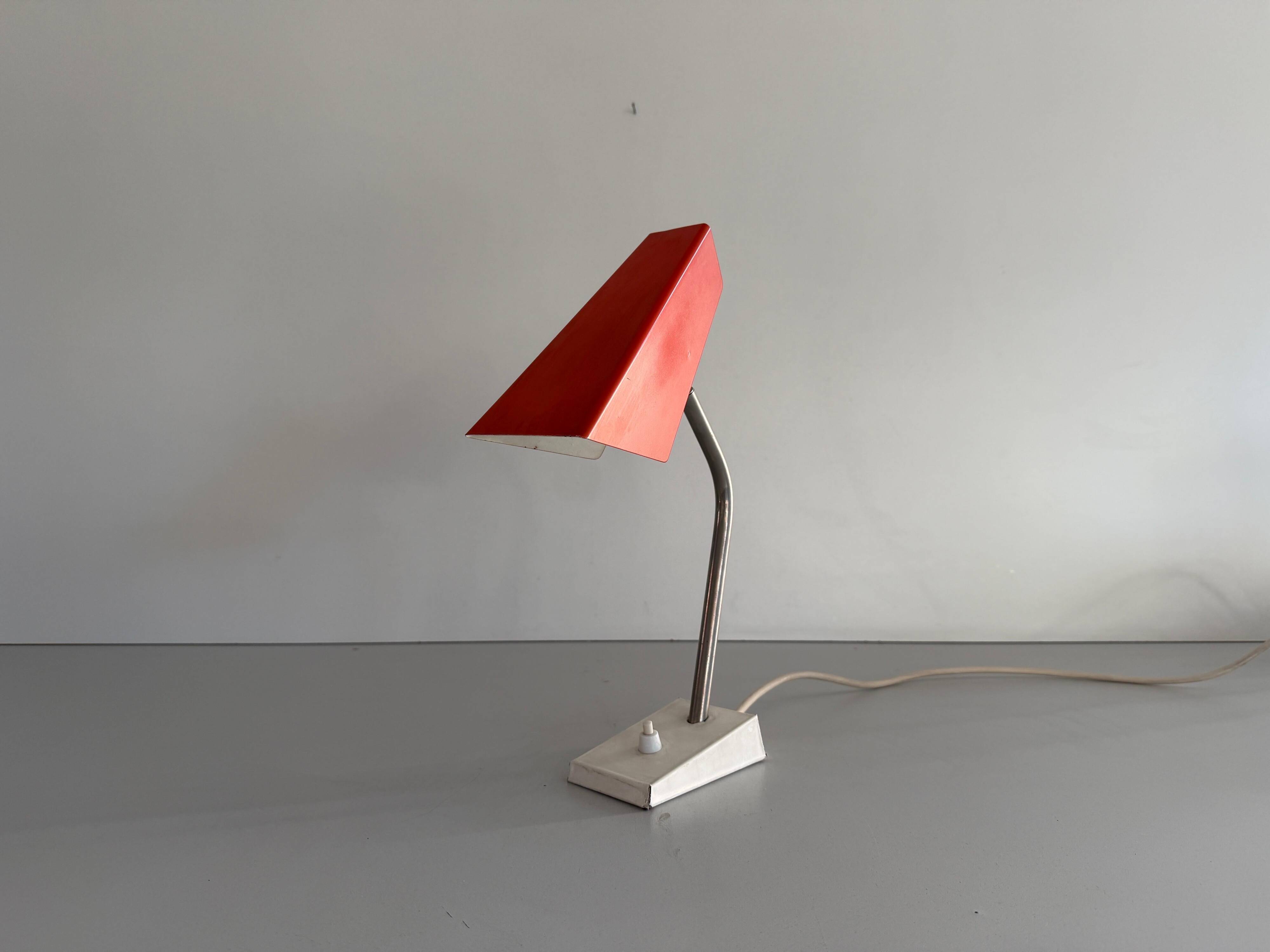 Table lamp with a red metal head, 1960, Germany