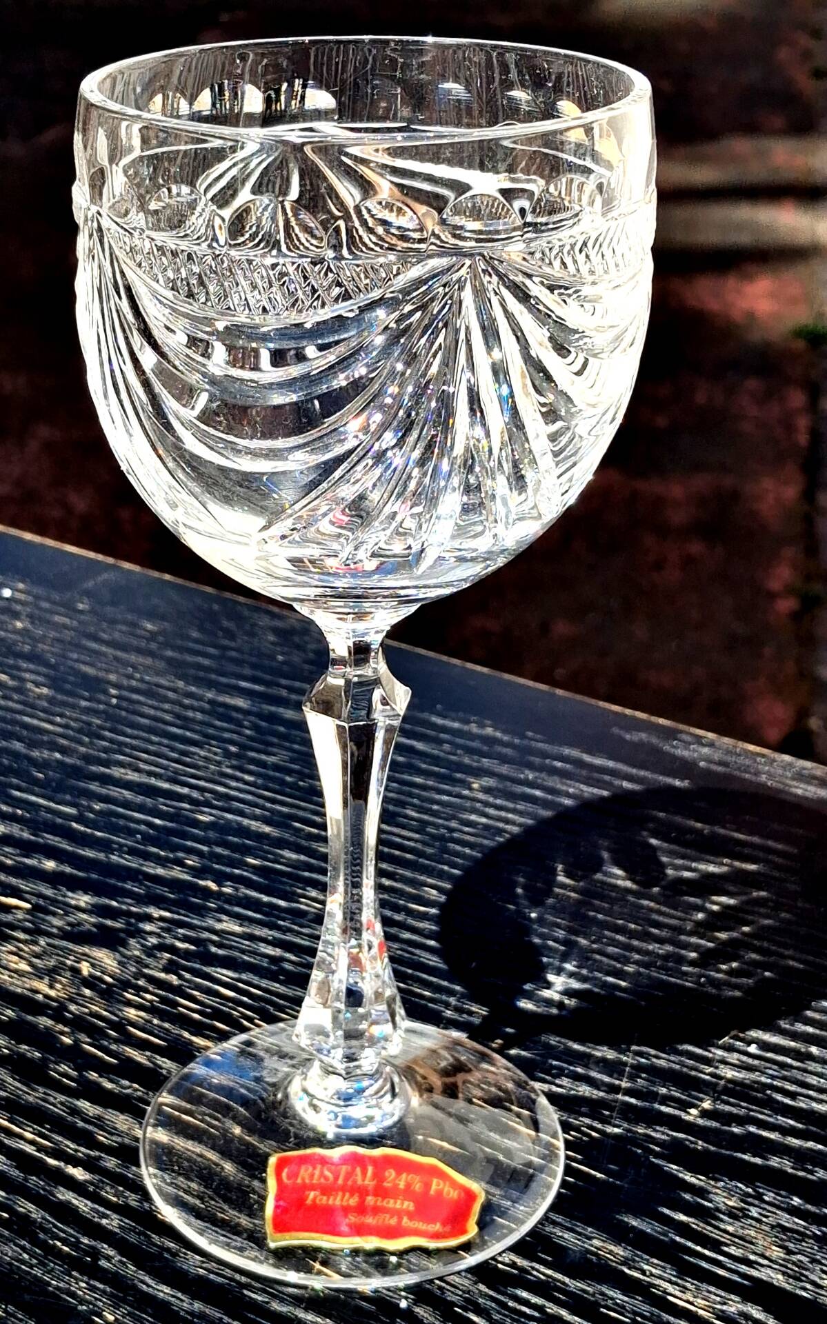 Set of 10 new Lorraine crystal wine glasses.