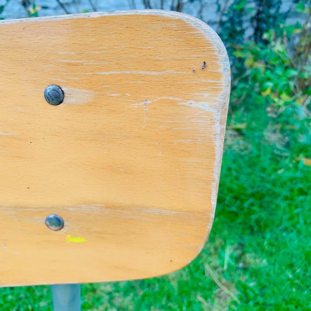 Set of 4 school chairs - wood & metal