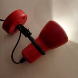 70's red lacquered metal wall spotlight