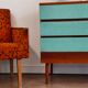 Commode Tchèque bois et formica vert d'eau