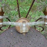 Adjustable double-arm wall light in plexiglass and brass, 1950.