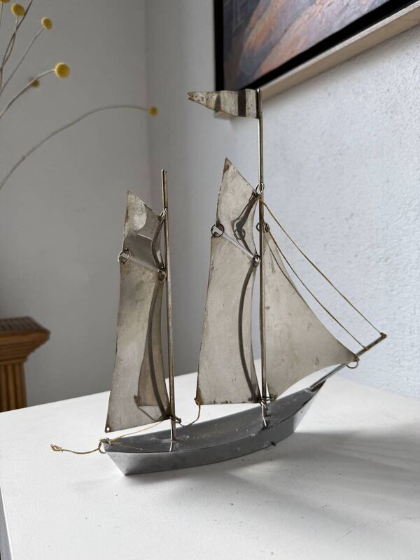 Bateau inox métal années 80