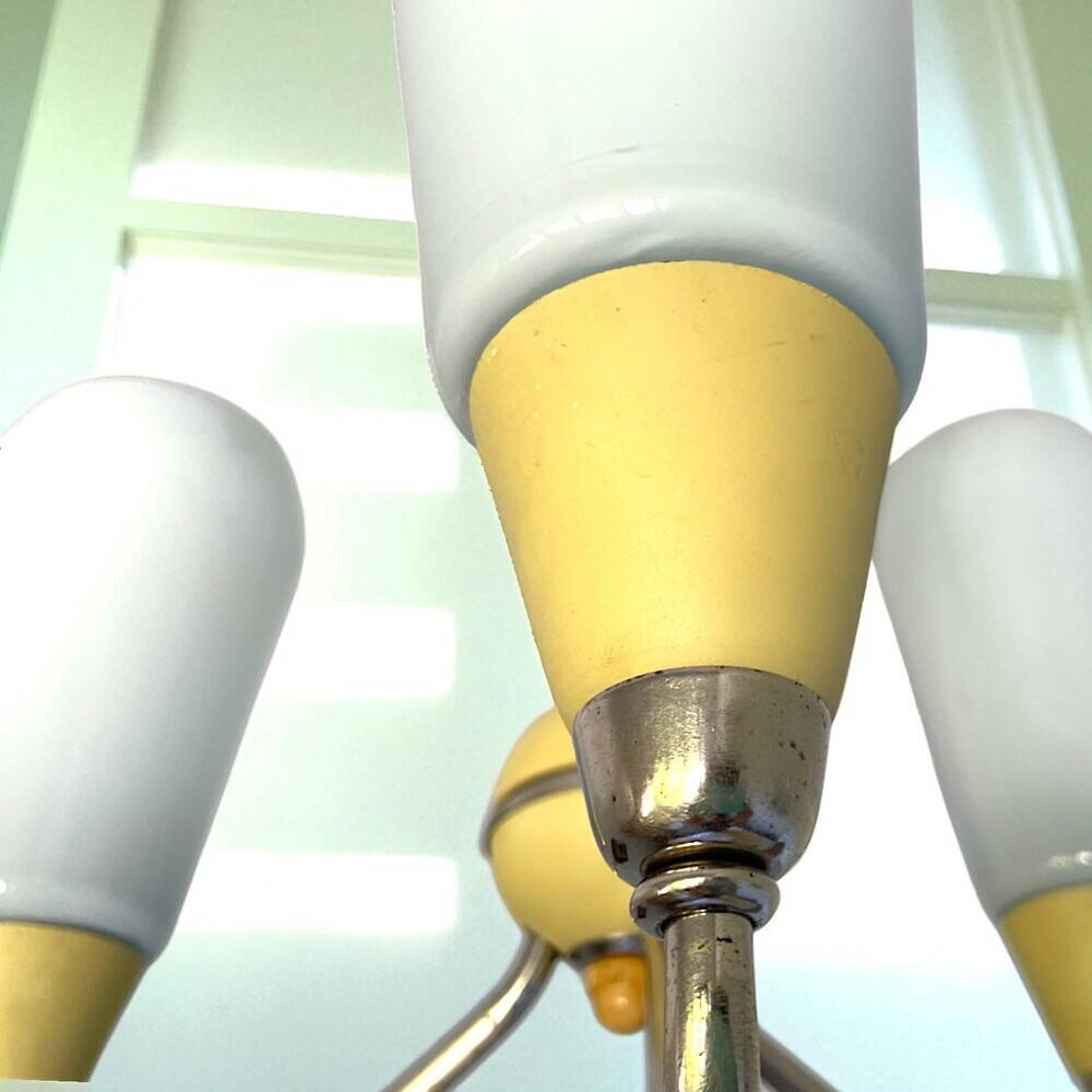 Mid Century Modern opaline glass 3-light chandelier