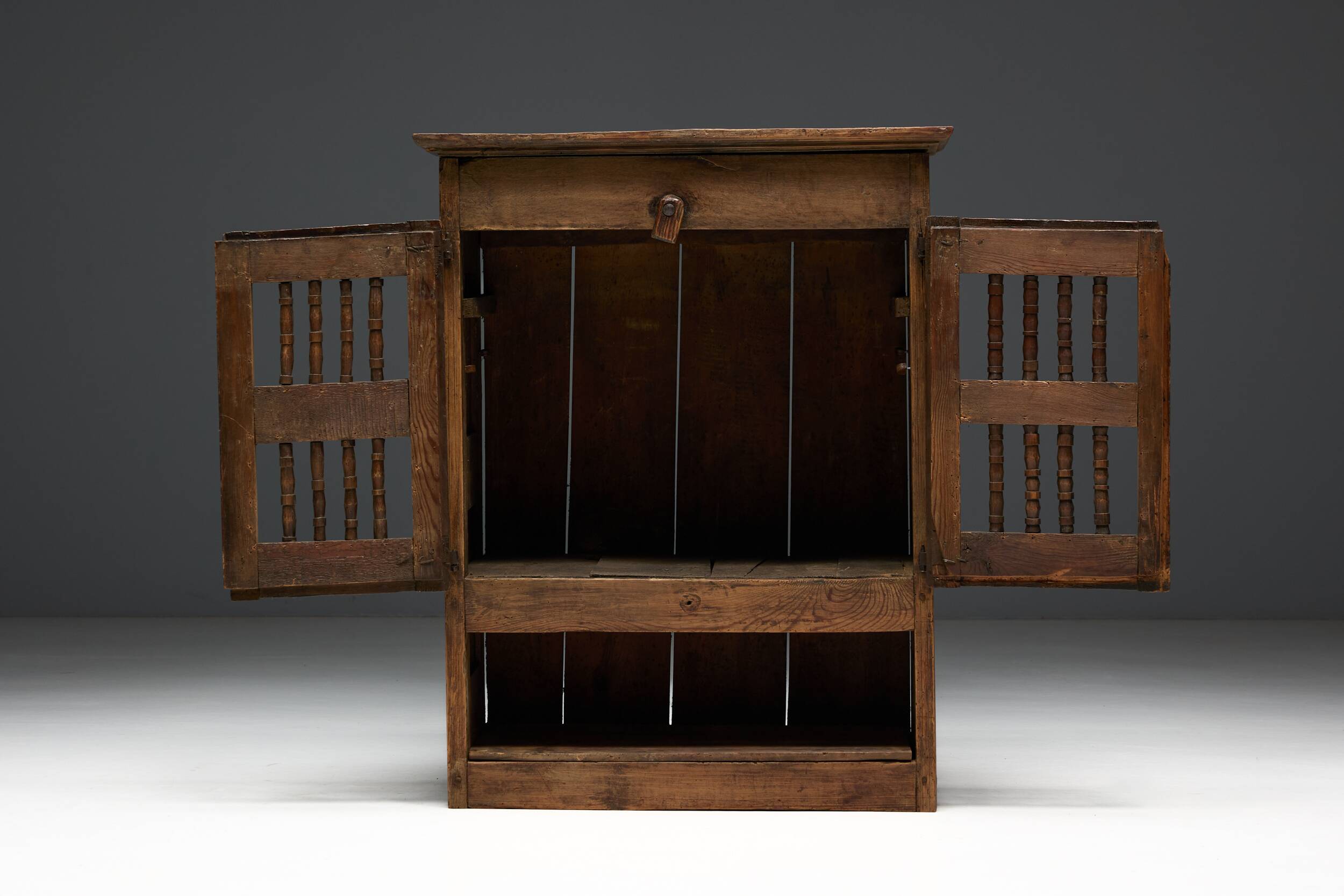 Rural Art Populaire Pantry Cabinet, Spain, 19th Century