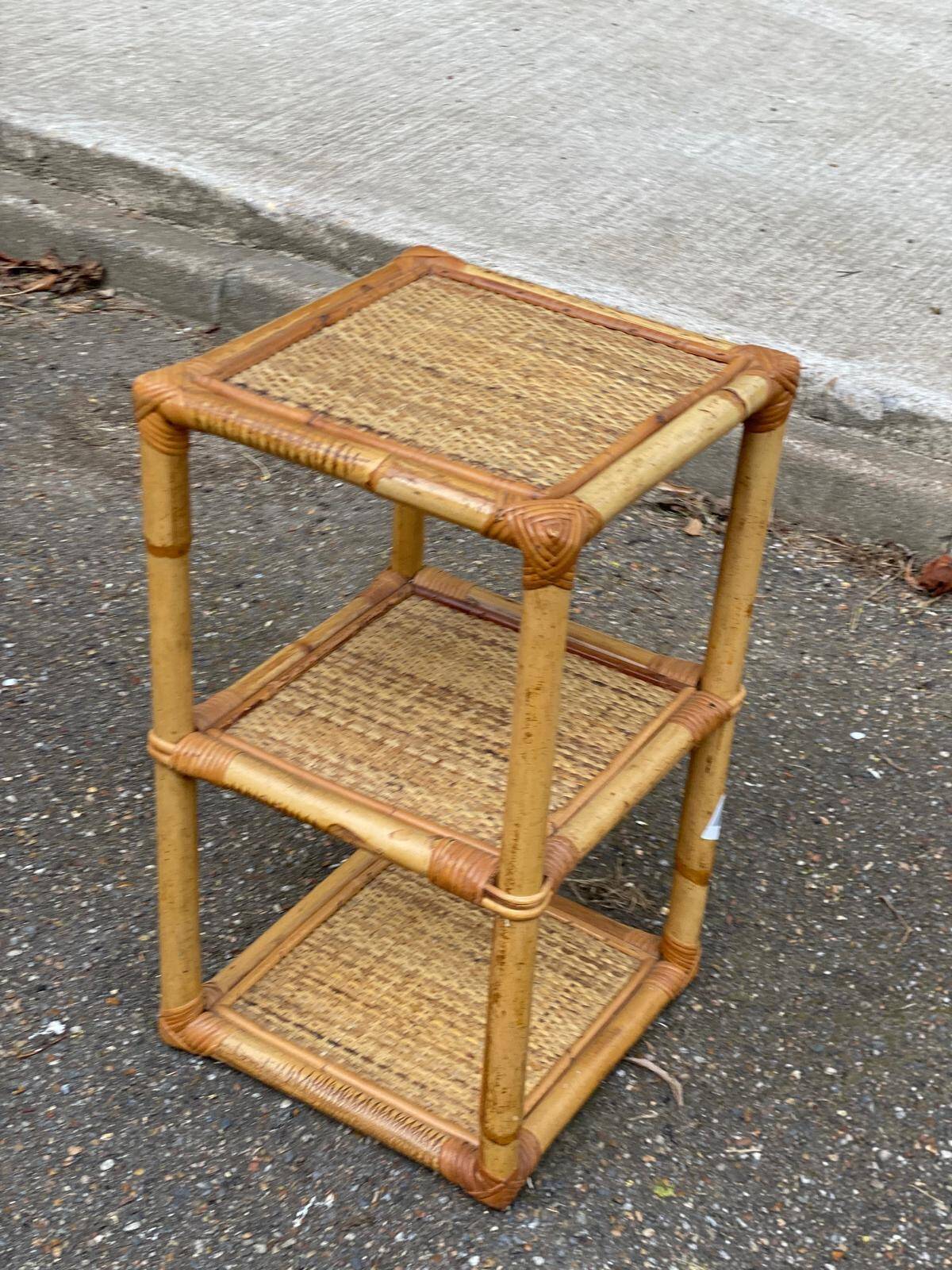 Étagère vintage en bambou rotin et osier 56cm