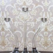 Bougeoirs en verre vintage, années 1950, ensemble de 3