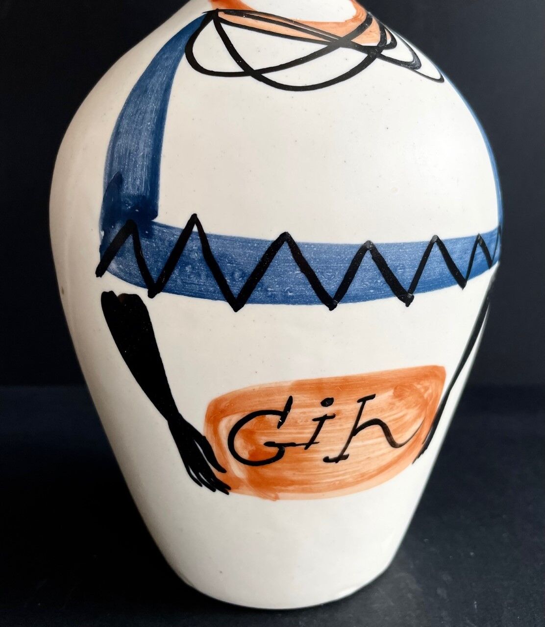 Earthenware "gin" bottle by Roger Capron Vallauris
