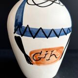 Bouteille "gin" en faïence par Roger Capron Vallauris