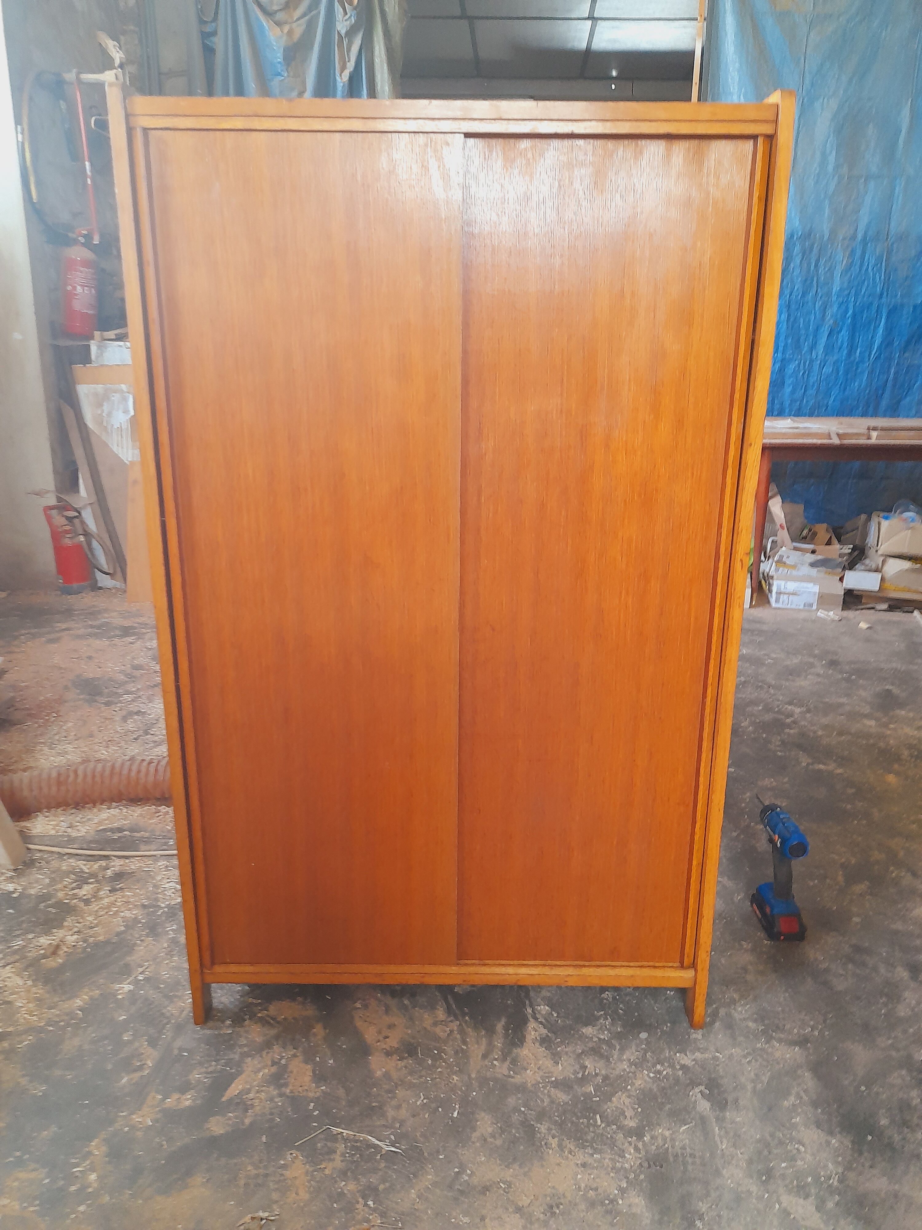 Vintage light sliding cabinet 50s