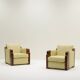 Set of 2 Art Deco club chairs in leather, France 1930s.