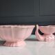 Vintage powder pink earthenware duo. Salins les Bains. 1950s.