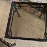Coffee table set and wrought iron sofa end