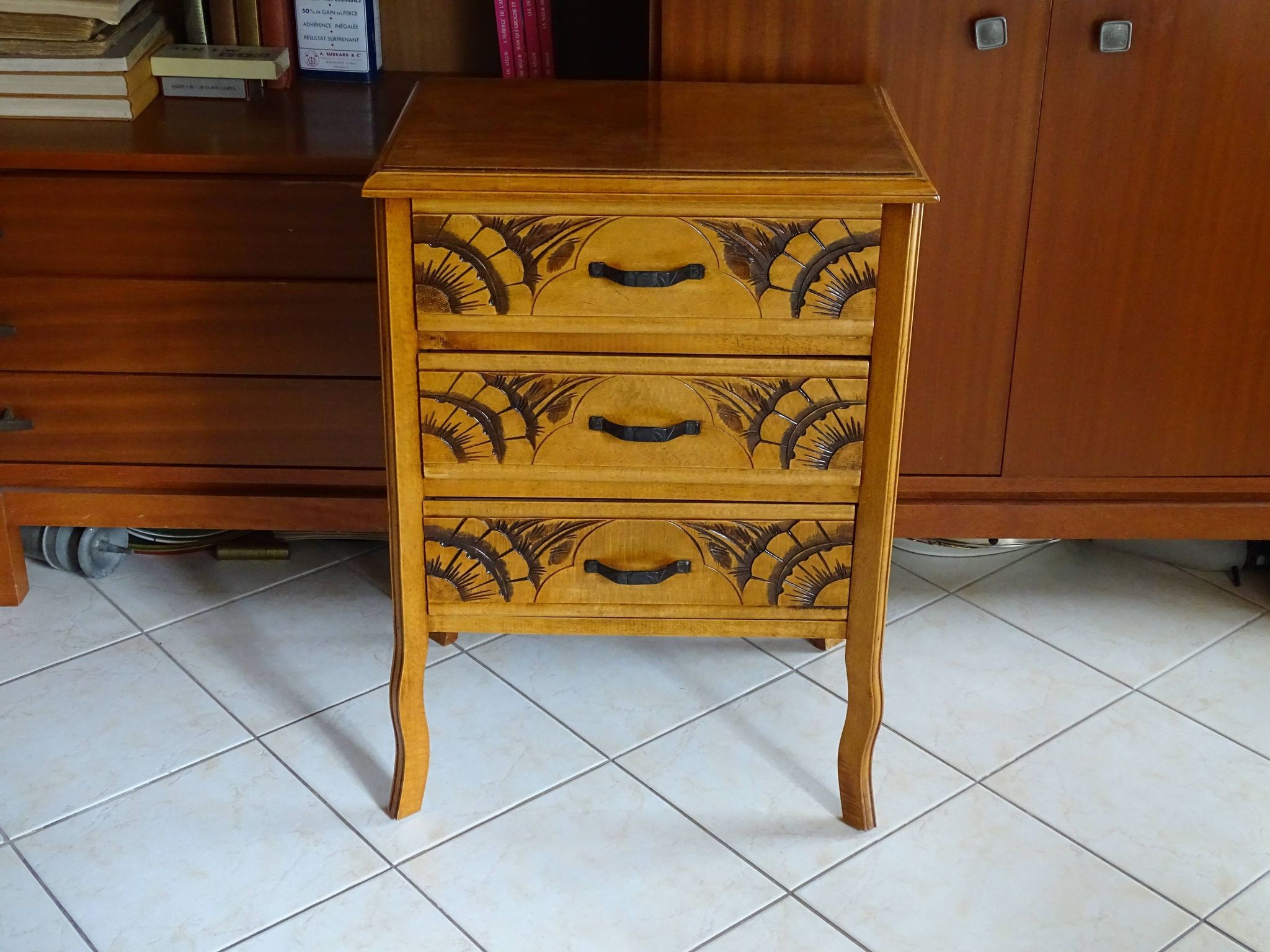 Chest of drawers 3 drawers art deco style in wood