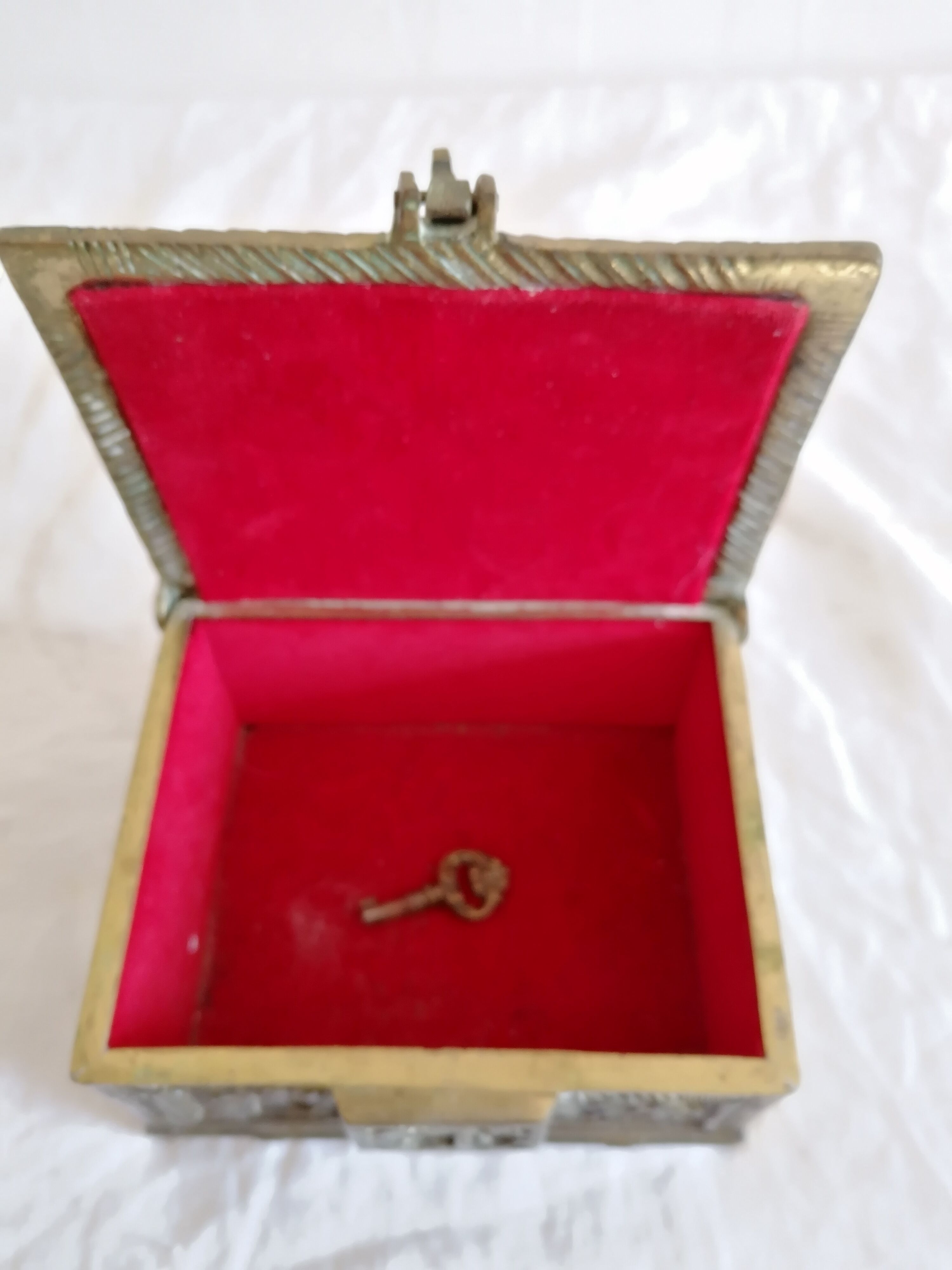 Old bronze jewelry box of nineteenth century high period.