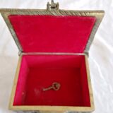 Old bronze jewelry box of nineteenth century high period.