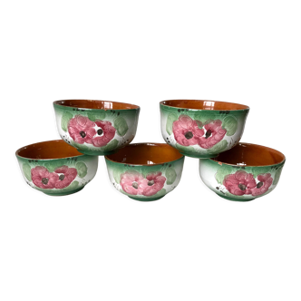 Set of 5 handmade ceramic bowls 60s