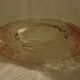 Oval bowl in crystal and frosted glass, pink and frosted.