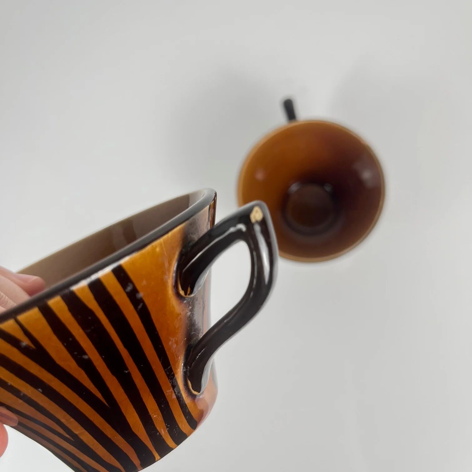 Coffee/tea cup duo "Domino", Sarreguemines, 1960