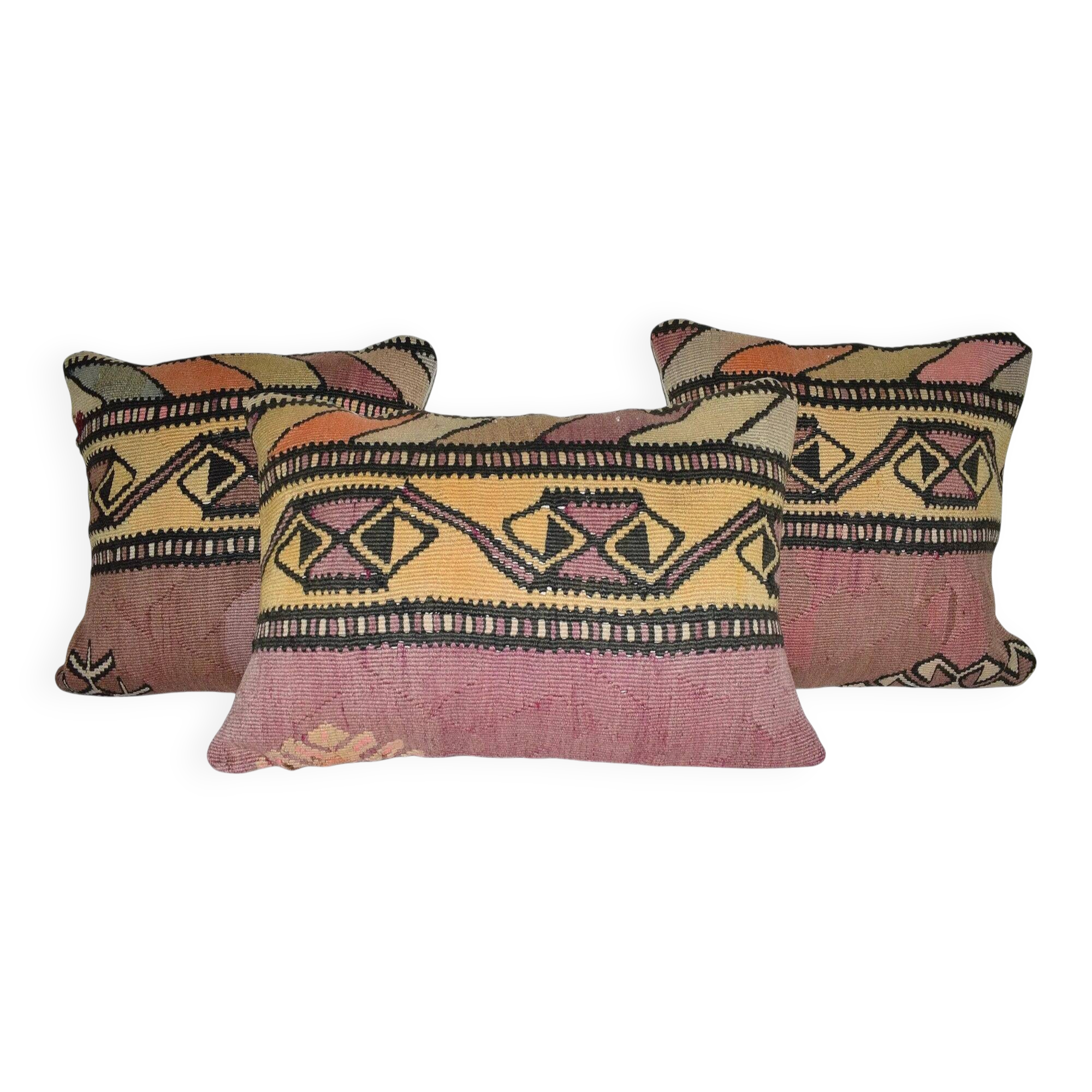 Set of 2 vintage kilim cushion covers 41x41 cm