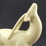 Onnaing, paire de serre-livres antilopes en craquelé Art Déco